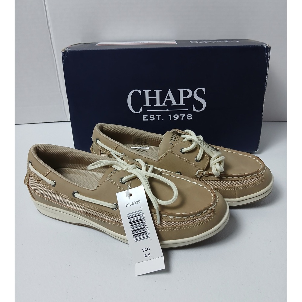 Chaps Dana Womens Boat Shoes Tan Mesh Memory Foam Loafers 1966930 Size 6.5 NEW - Picture 2 of 10